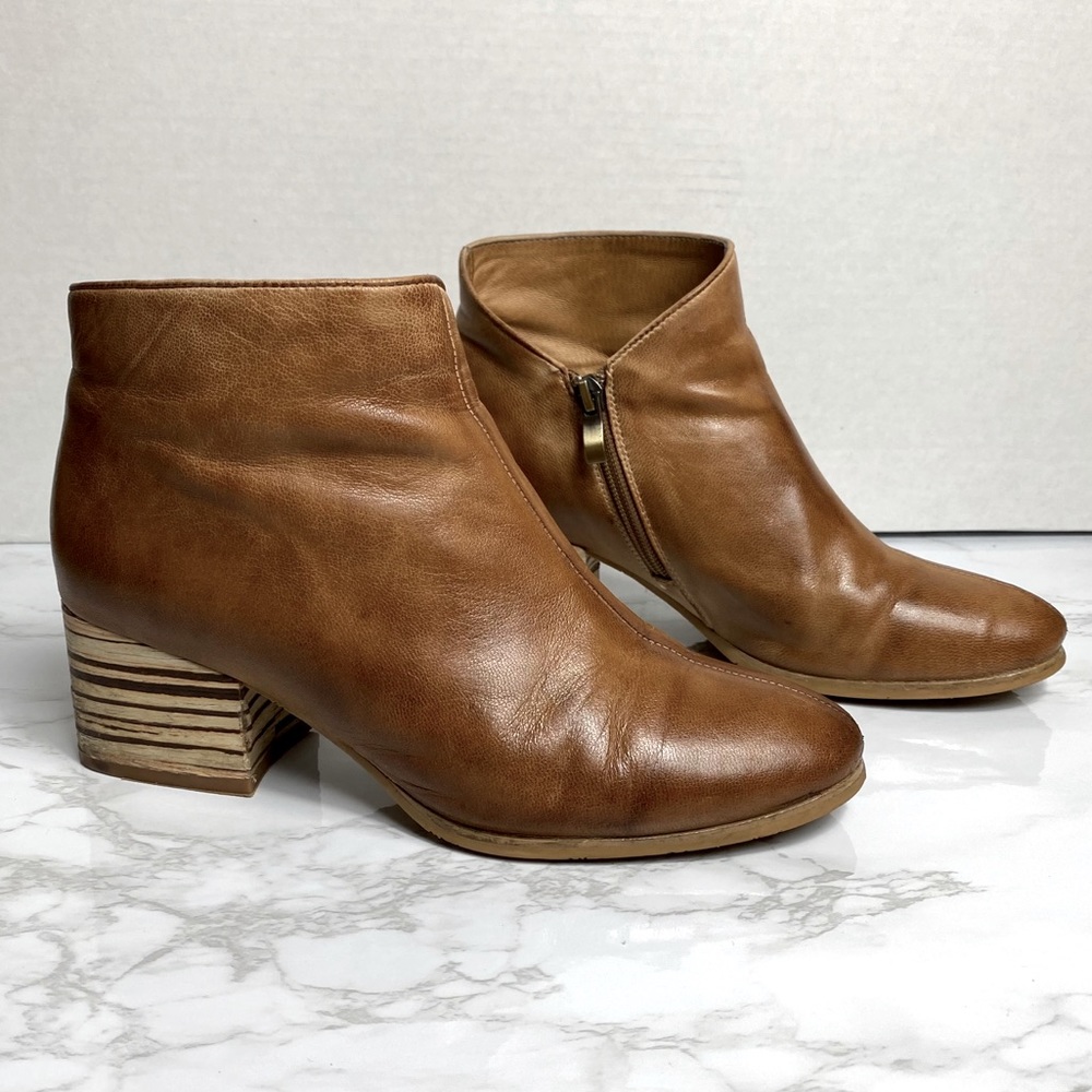 Antelope Brown Leather Heeled Bootie